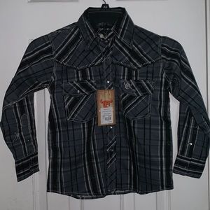 Boys plaid button up collard shirt